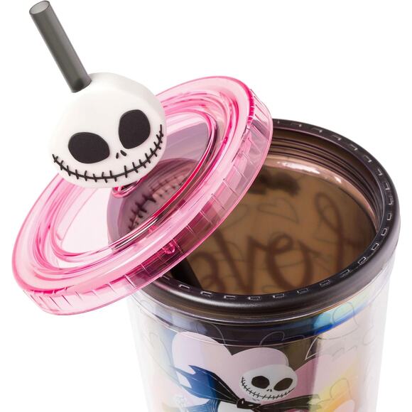 Christmas Misfit Love Featuring Jack and Sally Plastic Cold Cup with Lid - Picture 4 of 4